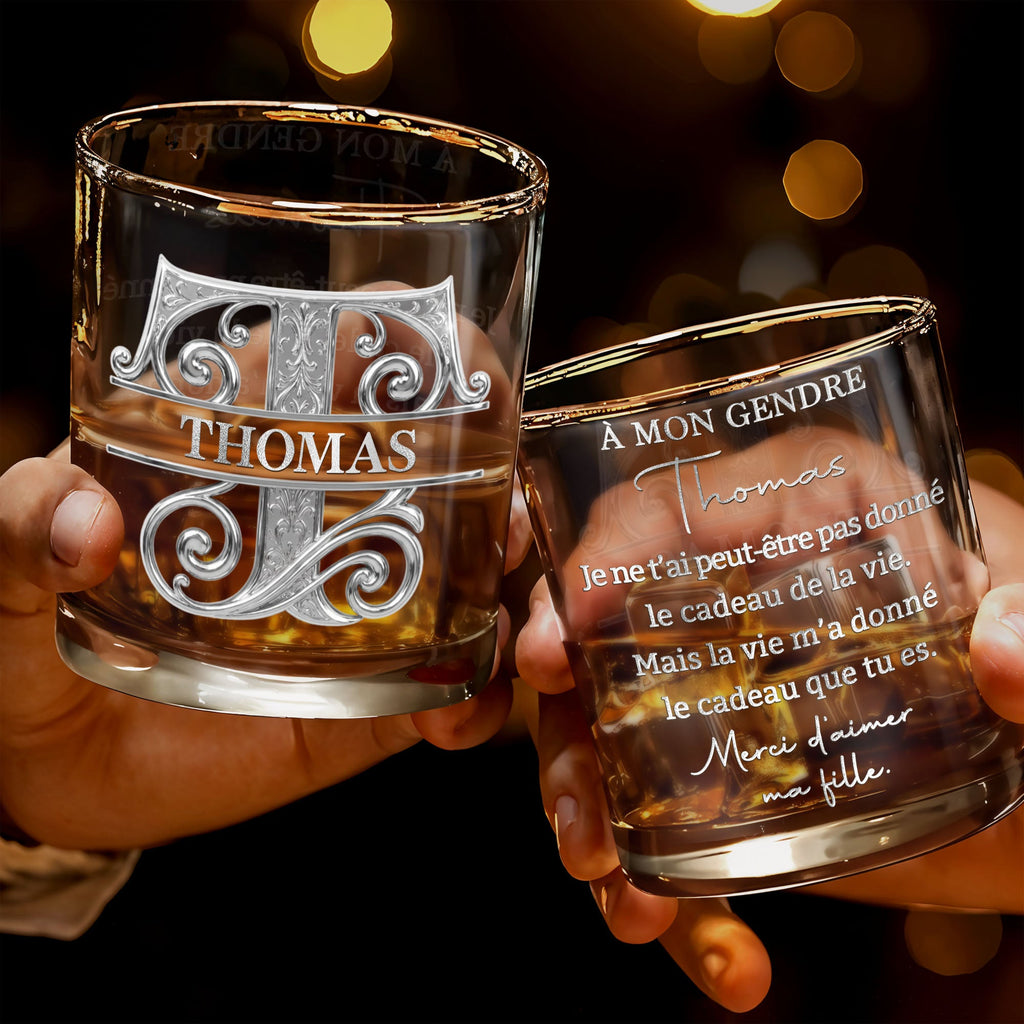 Personalized Whiskey Glass Custom Name Monogram Gift for Son-in-Law Whiskey Glass GradoCreations