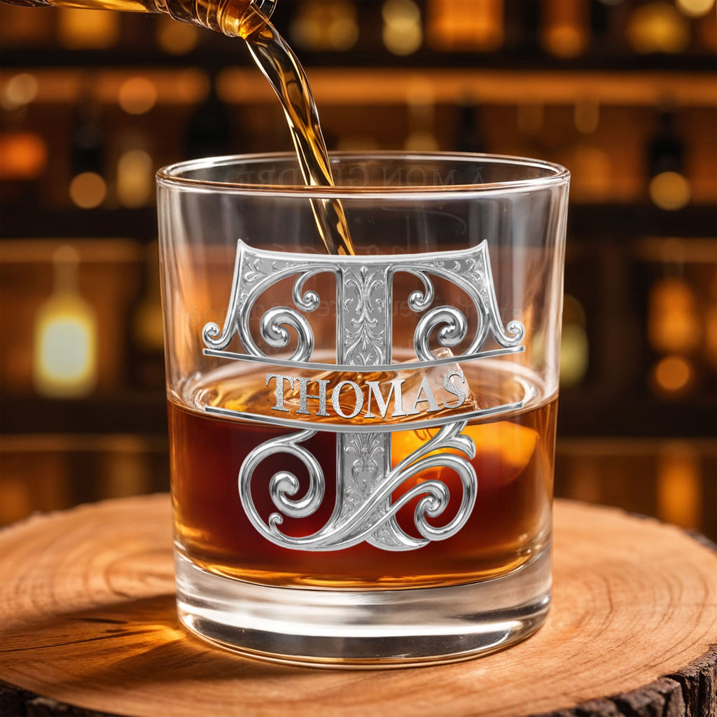 Personalized Whiskey Glass Custom Name Monogram Gift for Son-in-Law Whiskey Glass GradoCreations