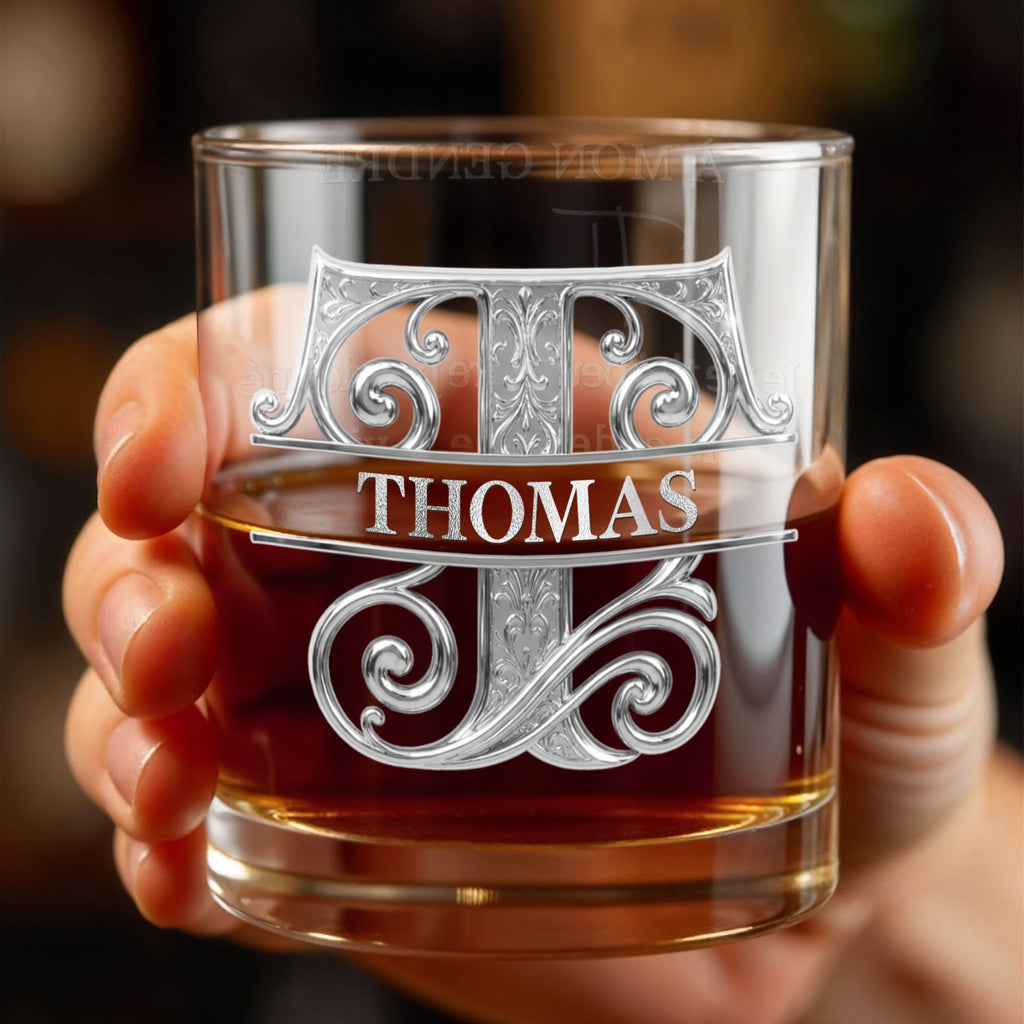 Personalized Whiskey Glass Custom Name Monogram Gift for Son-in-Law Whiskey Glass GradoCreations