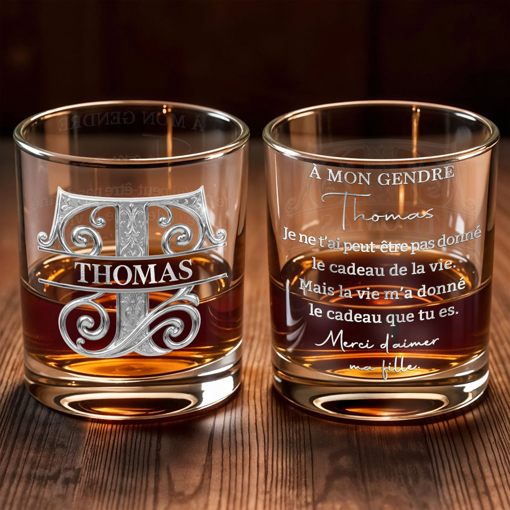 Personalized Whiskey Glass Custom Name Monogram Gift for Son-in-Law Whiskey Glass GradoCreations