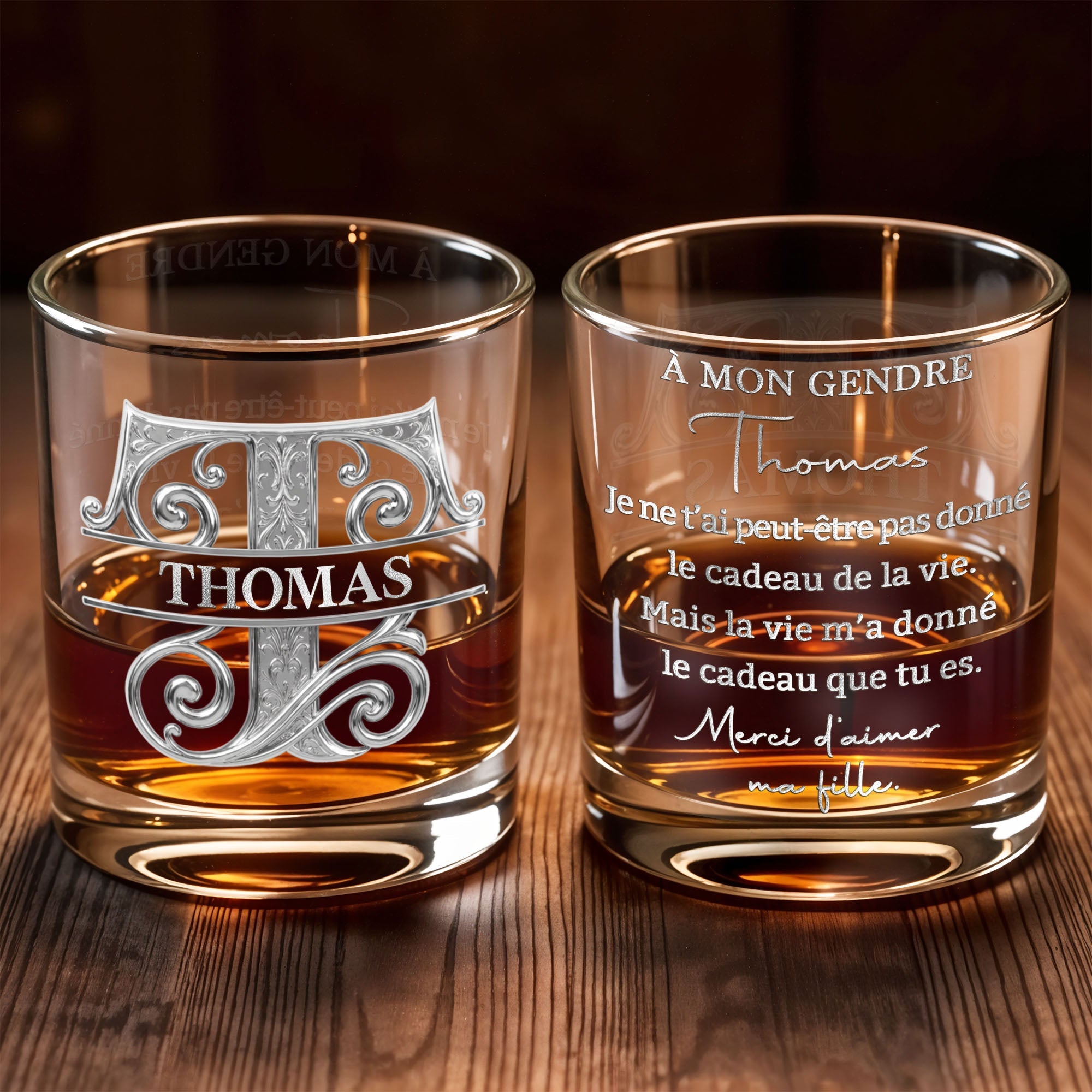 Personalized Whiskey Glass Custom Name Monogram Gift for Son-in-Law Whiskey Glass GradoCreations