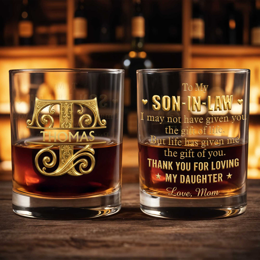 Personalized Whiskey Glass Custom Name Monogram Gift for Dad