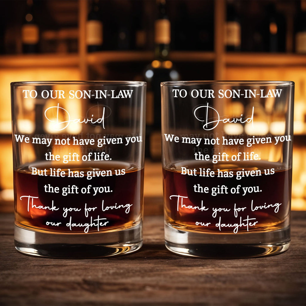Personalized Whiskey Glass Custom Design Gift for Son-in-Law