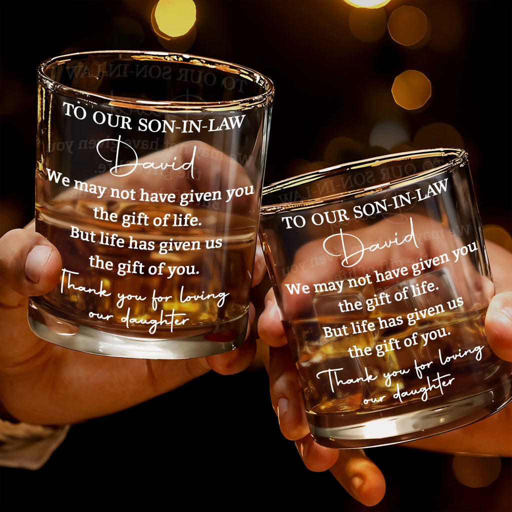 Personalized Whiskey Glass Custom Design Gift for Son-in-Law