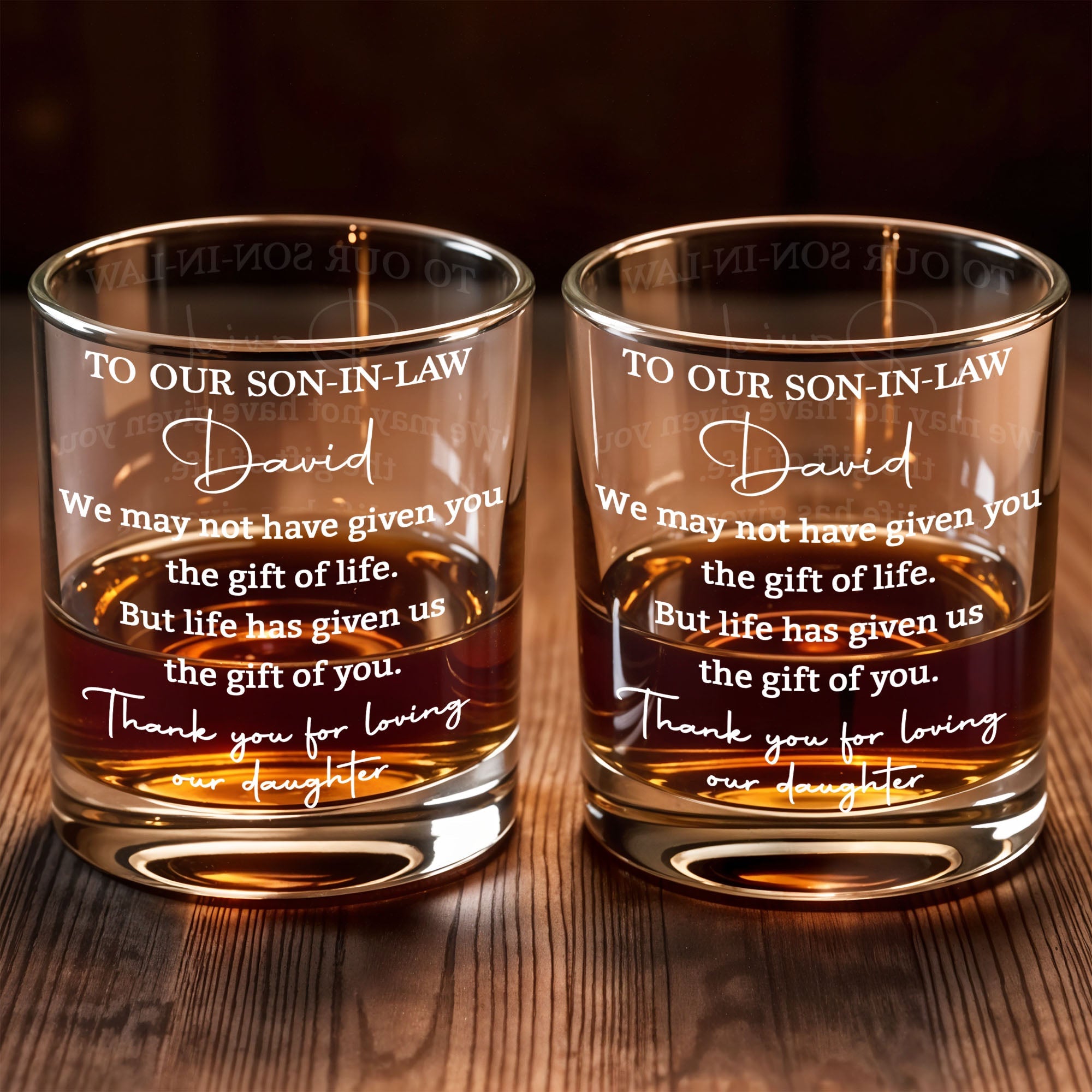 Personalized Whiskey Glass Custom Design Gift for Son-in-Law