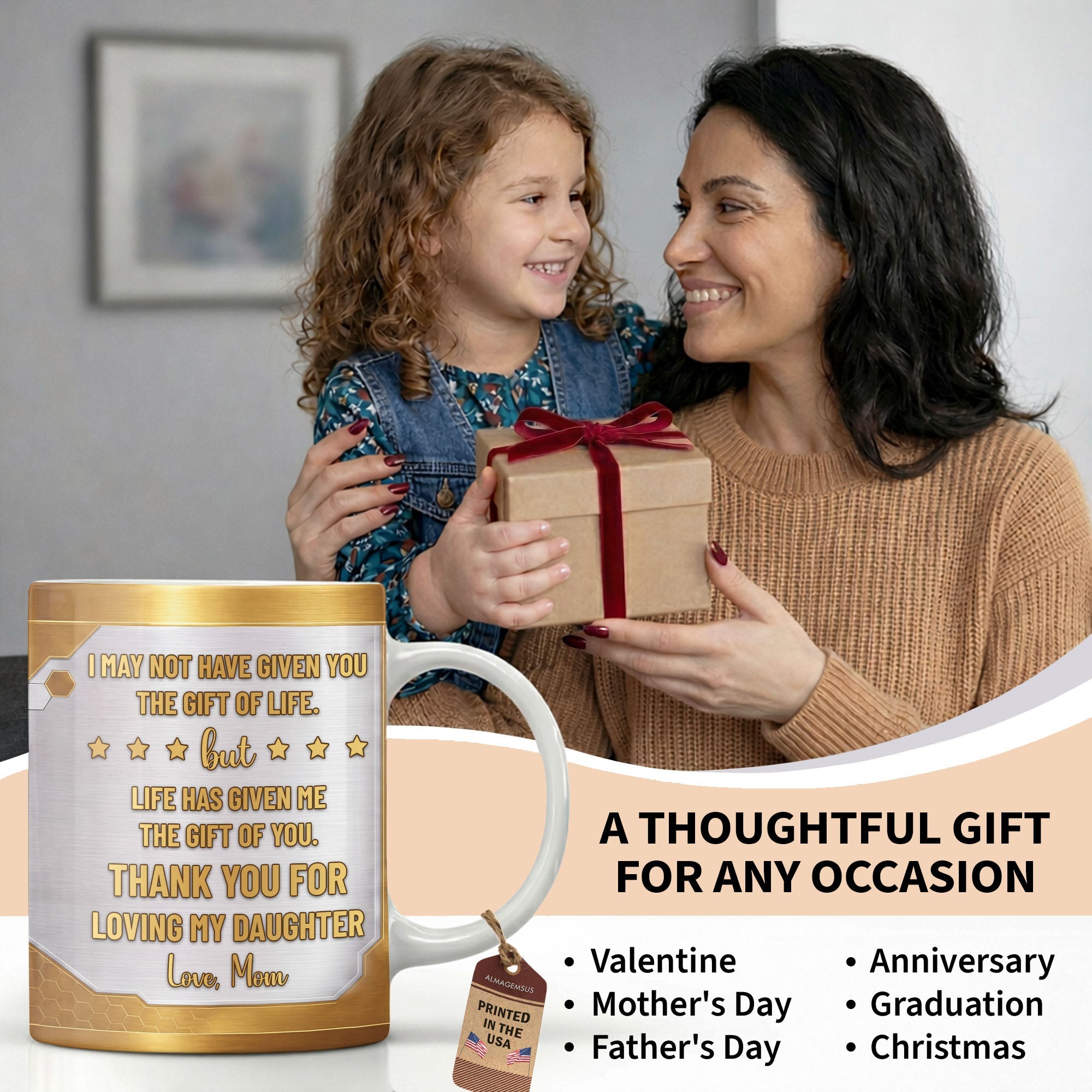 Personalized Gold Monogram Coffee Mug Custom Gift for Son-In-Law Edge-to-edge Mug GradoCreations