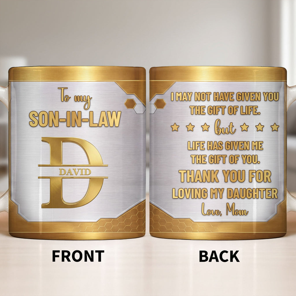 Personalized Gold Monogram Coffee Mug Custom Gift for Son-In-Law Edge-to-edge Mug GradoCreations