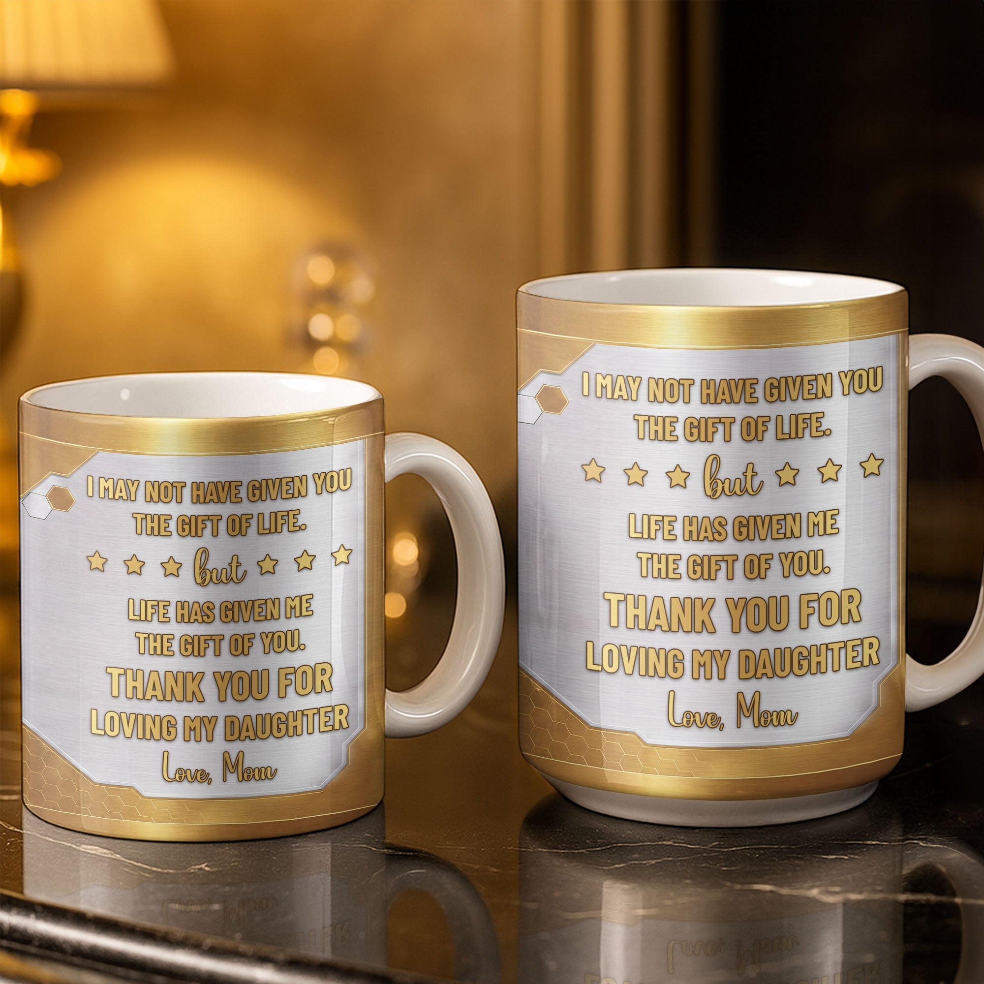 Personalized Gold Monogram Coffee Mug Custom Gift for Son-In-Law Edge-to-edge Mug GradoCreations