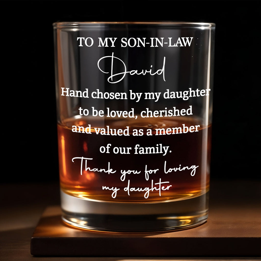 Personalized Whiskey Glass Custom Name Gift for Son-in-Law Whiskey Glass GradoCreations