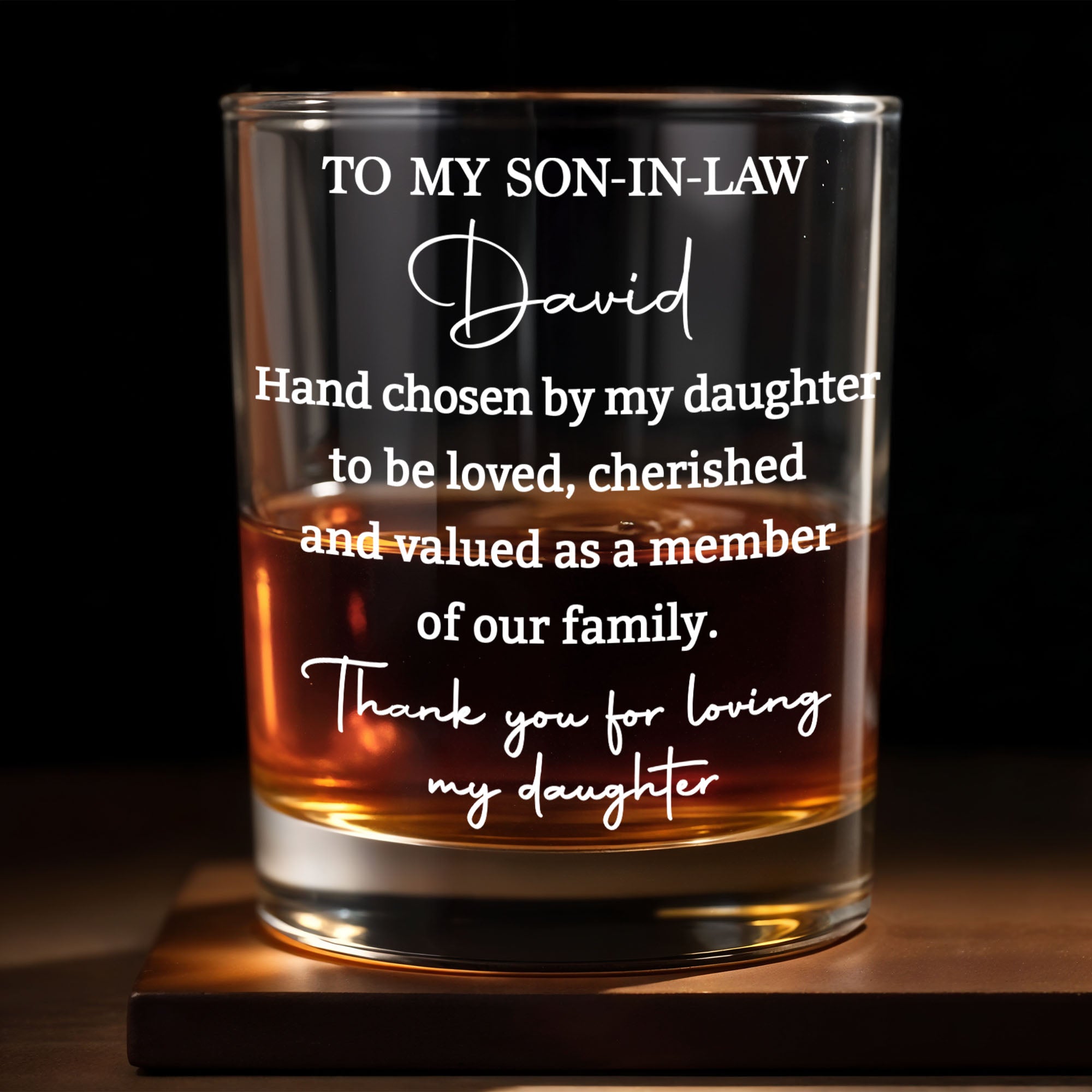 Personalized Whiskey Glass Custom Name Gift for Son-in-Law Whiskey Glass GradoCreations