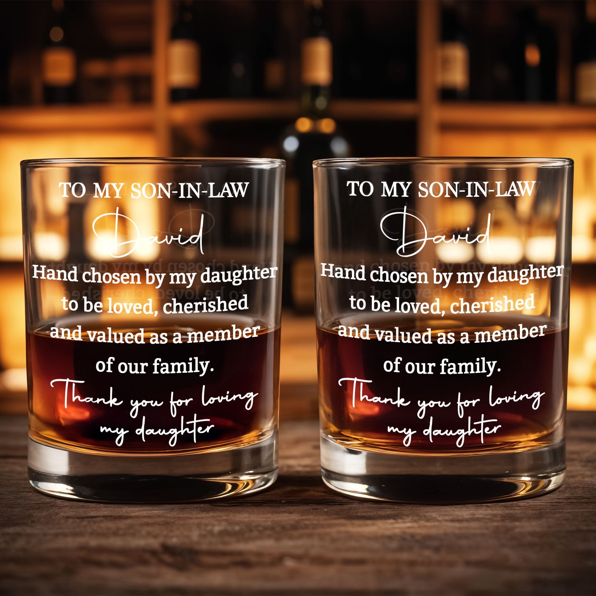 Personalized Whiskey Glass Custom Name Gift for Son-in-Law Whiskey Glass GradoCreations