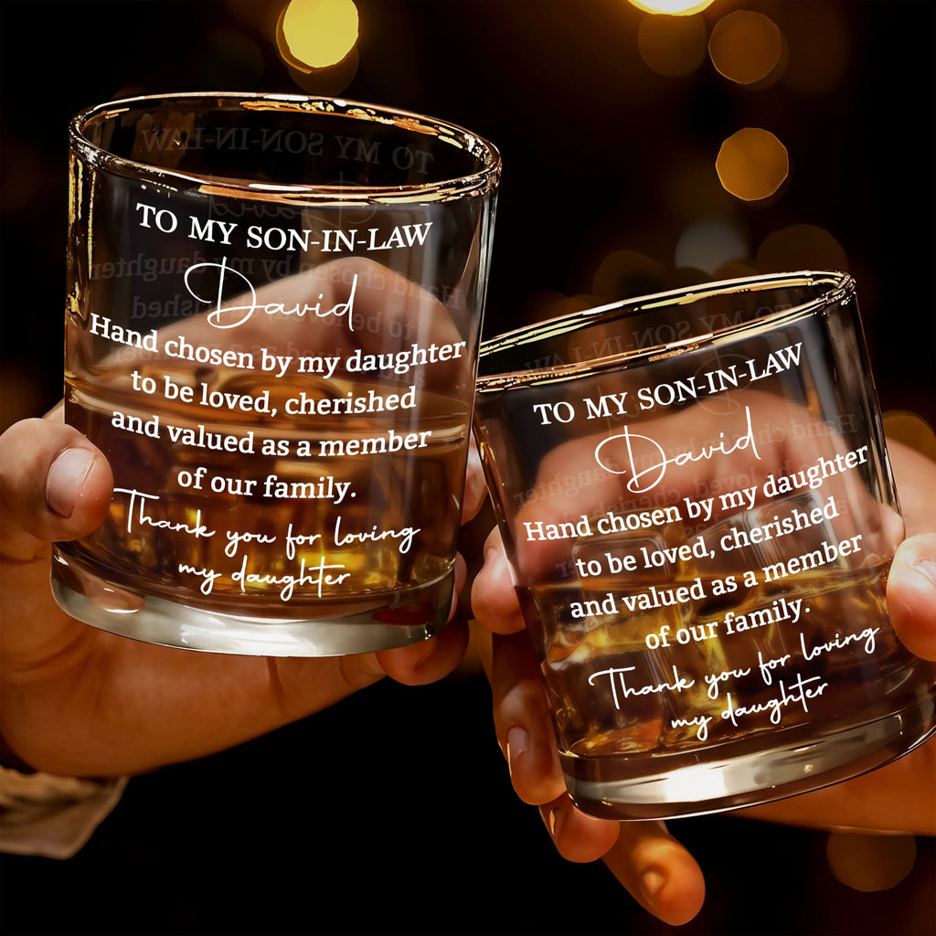 Personalized Whiskey Glass Custom Name Gift for Son-in-Law Whiskey Glass GradoCreations