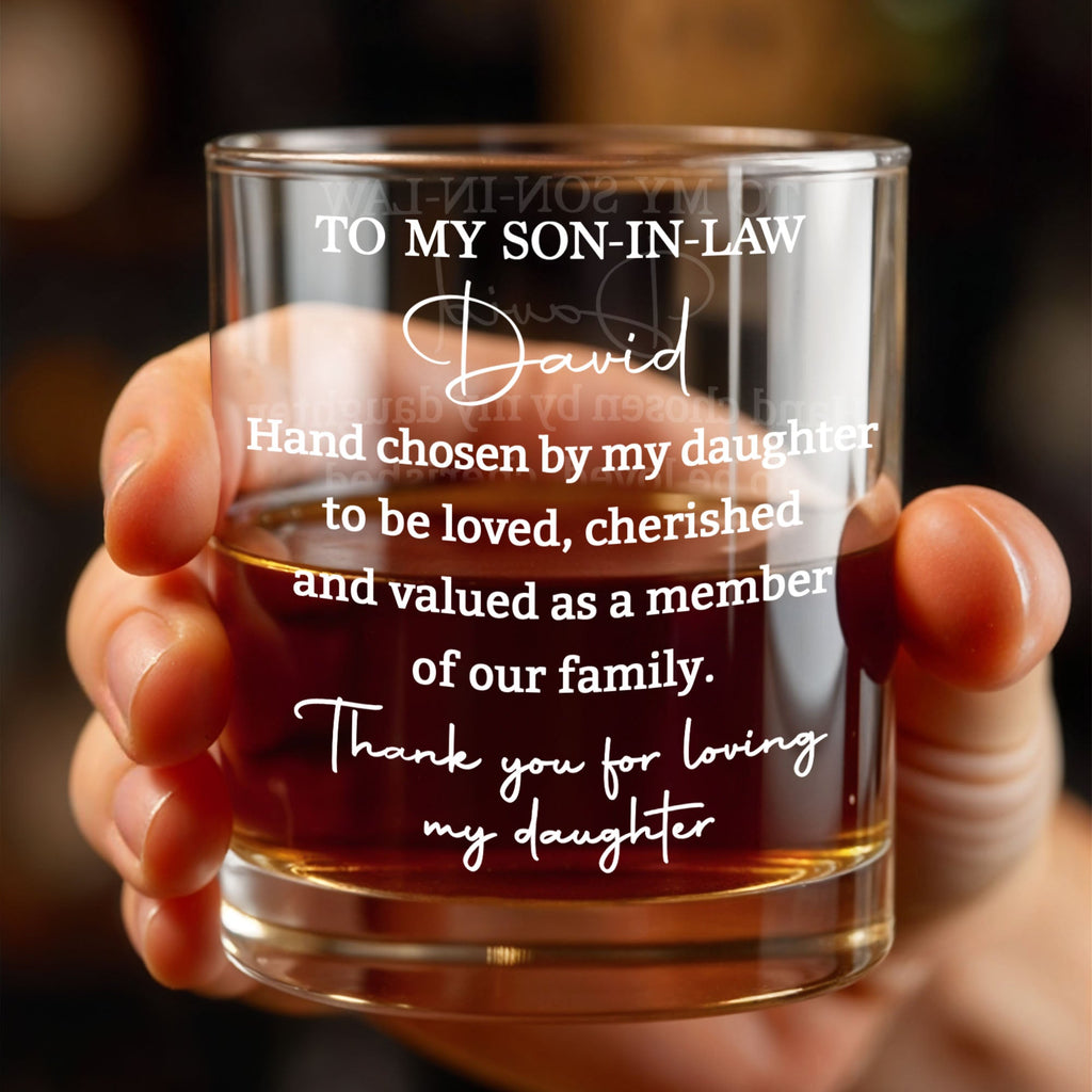 Personalized Whiskey Glass Custom Name Gift for Son-in-Law Whiskey Glass GradoCreations