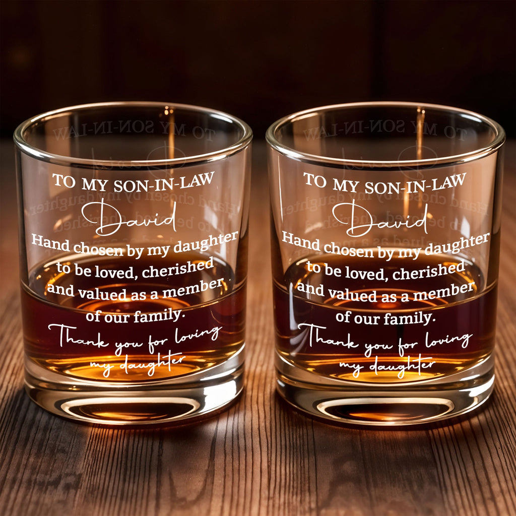 Personalized Whiskey Glass Custom Name Gift for Son-in-Law Whiskey Glass GradoCreations