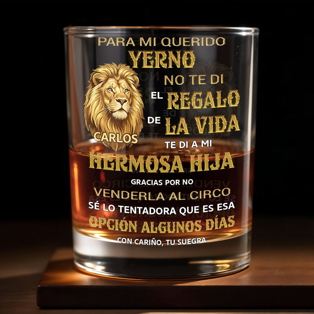 Personalized Custom Whiskey Glass with Lion Art Gift for Son-in-Law Whiskey Glass GradoCreations