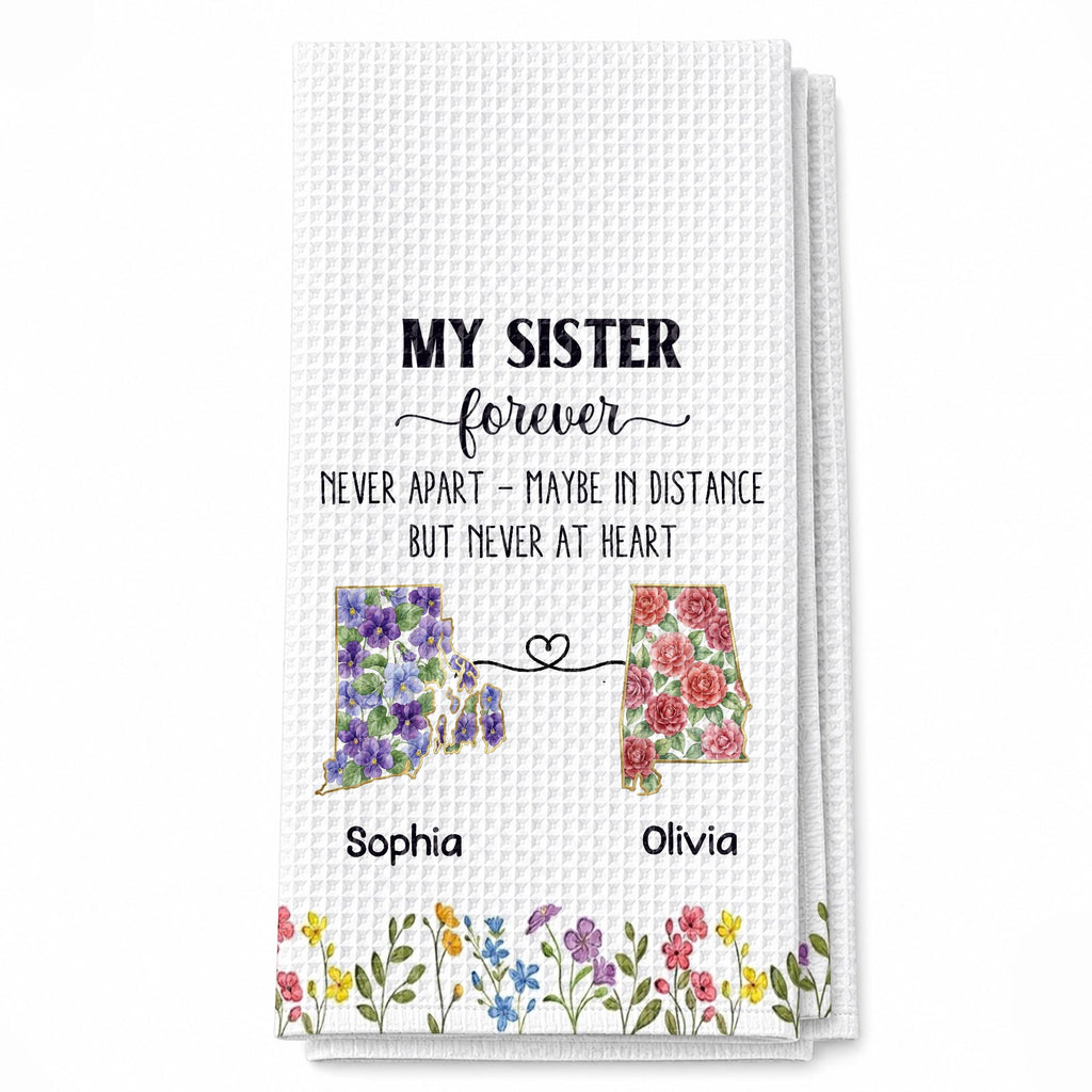 Personalized Floral Kitchen Towel Custom Gift for Sister Kitchen Towel GradoCreations