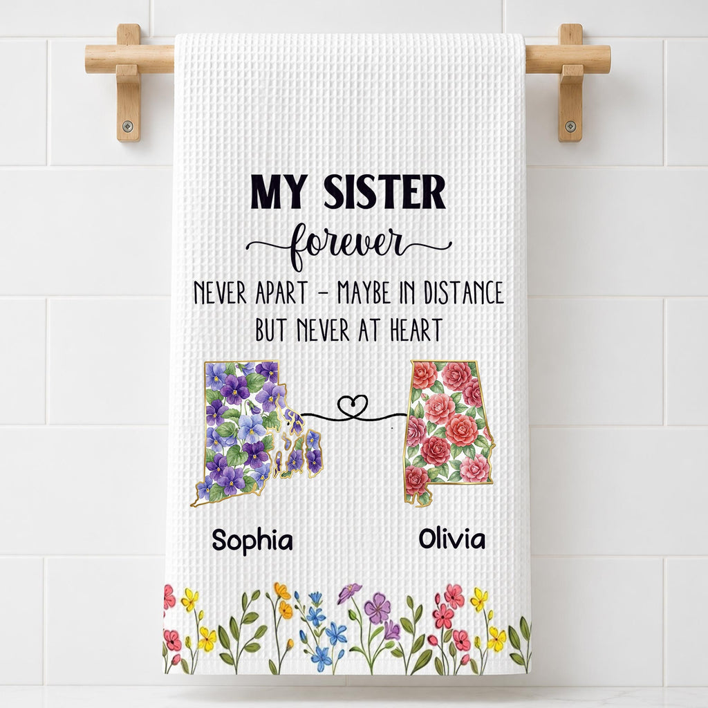Personalized Floral Kitchen Towel Custom Gift for Sister Kitchen Towel GradoCreations