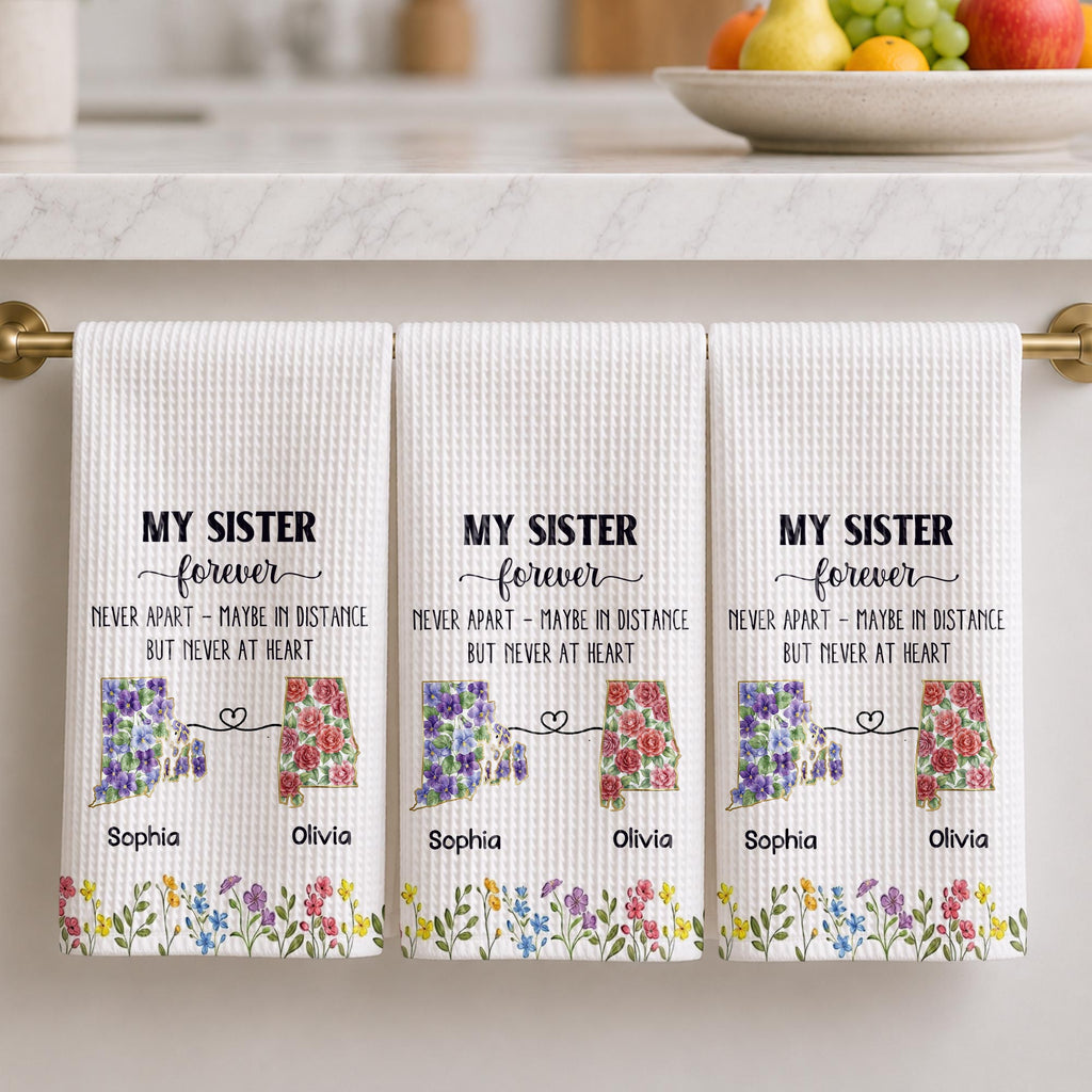 Personalized Floral Kitchen Towel Custom Gift for Sister Kitchen Towel GradoCreations
