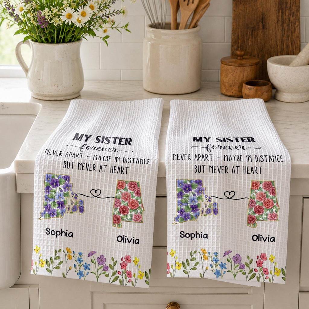 Personalized Floral Kitchen Towel Custom Gift for Sister Kitchen Towel GradoCreations