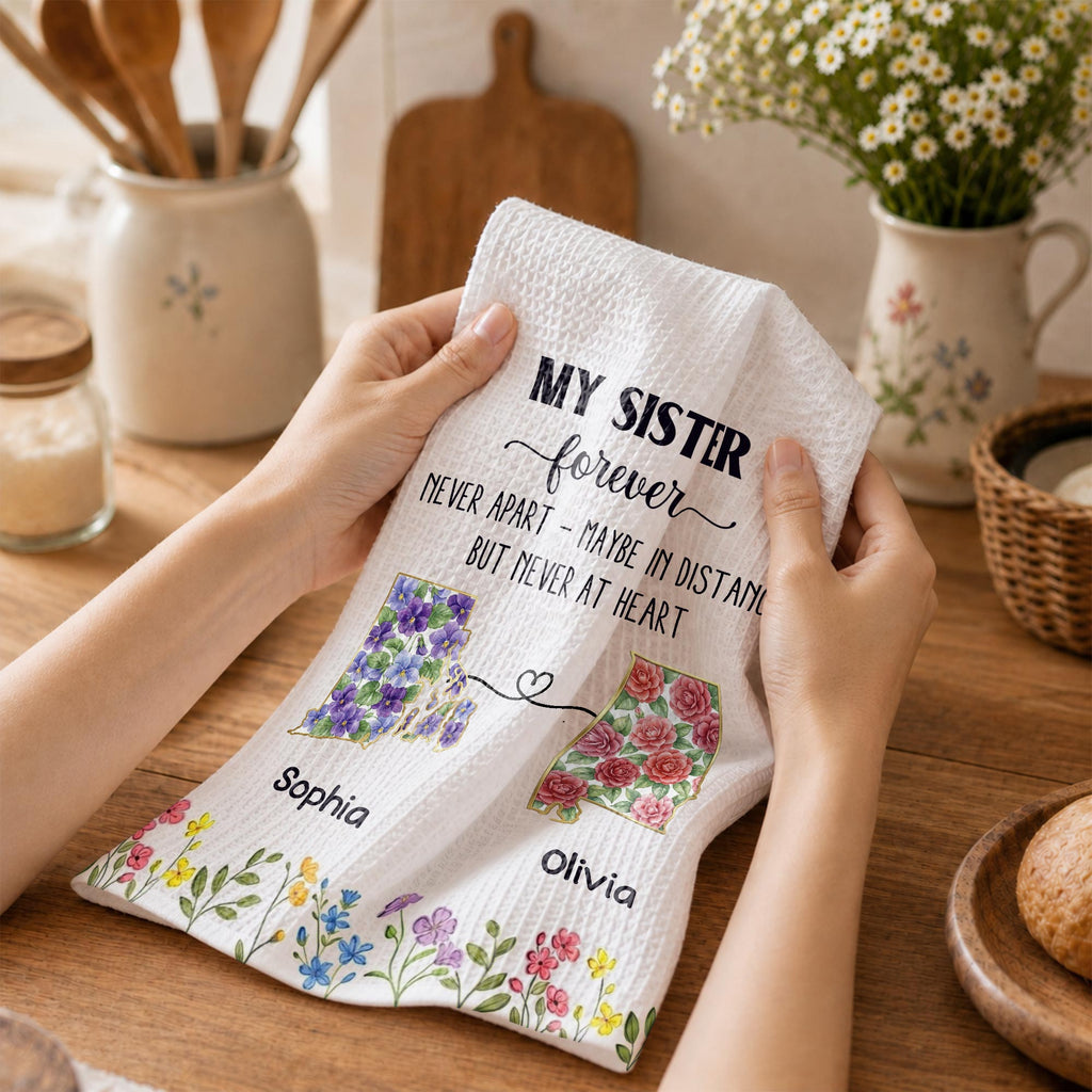 Personalized Floral Kitchen Towel Custom Gift for Sister Kitchen Towel GradoCreations