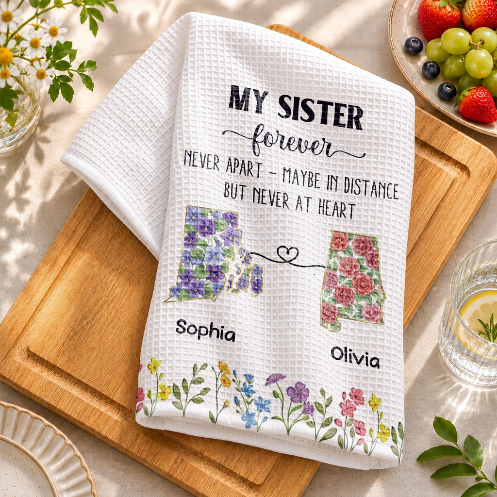 Personalized Floral Kitchen Towel Custom Gift for Sister Kitchen Towel GradoCreations