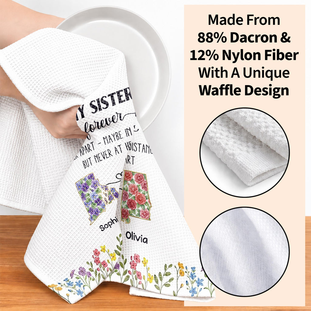 Personalized Floral Kitchen Towel Custom Gift for Sister Kitchen Towel GradoCreations