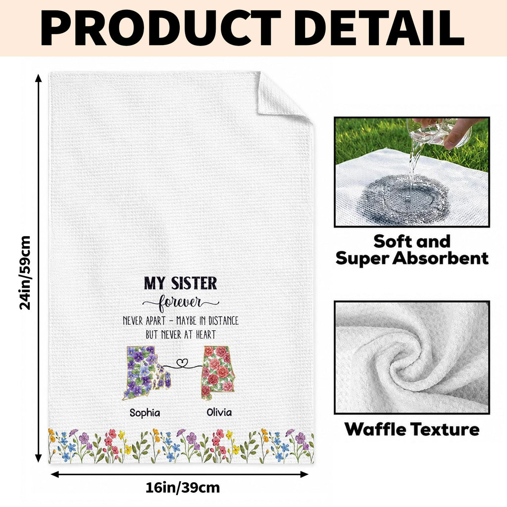 Personalized Floral Kitchen Towel Custom Gift for Sister Kitchen Towel GradoCreations
