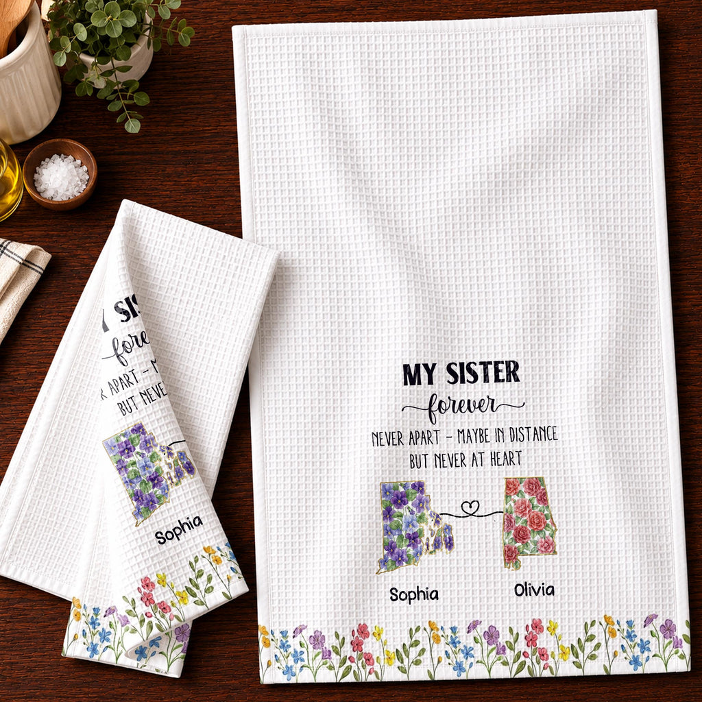 Personalized Floral Kitchen Towel Custom Gift for Sister Kitchen Towel GradoCreations
