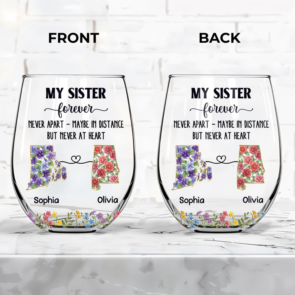 Personalized Floral Stemless Wine Glass Gift for Sister Wine Glasses GradoCreations