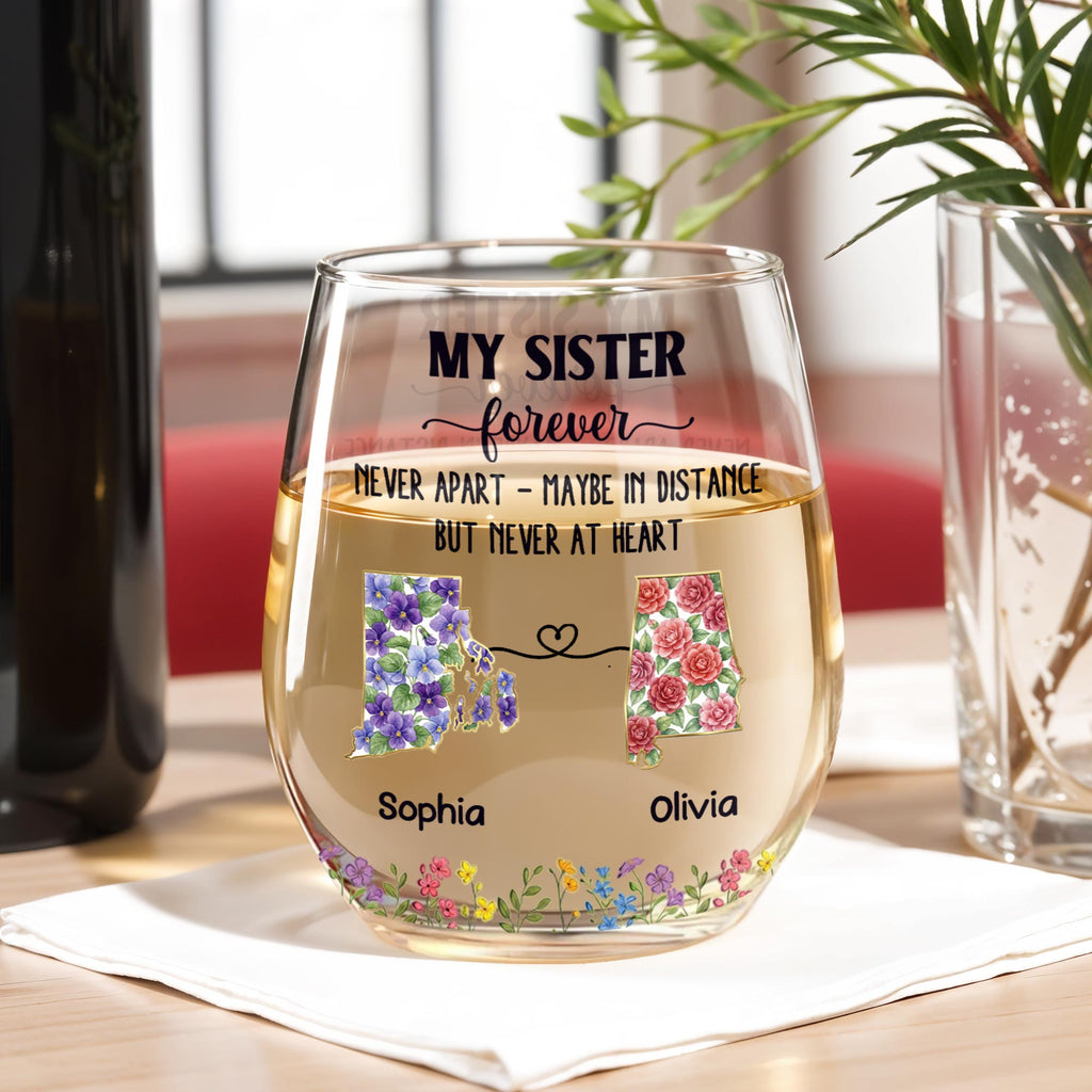 Personalized Floral Stemless Wine Glass Gift for Sister Wine Glasses GradoCreations