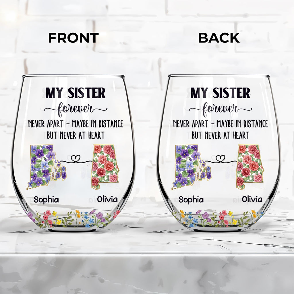 Personalized Floral Stemless Wine Glass Gift for Sister Wine Glasses GradoCreations