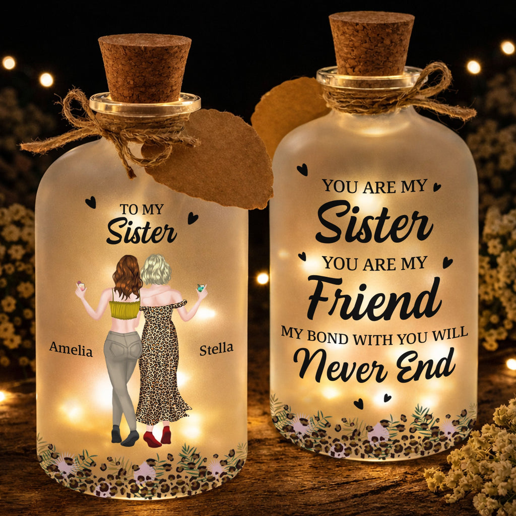 Personalized Short Bottle Light Custom Sister Gift Leopard Print Short Bottle Light GradoCreations