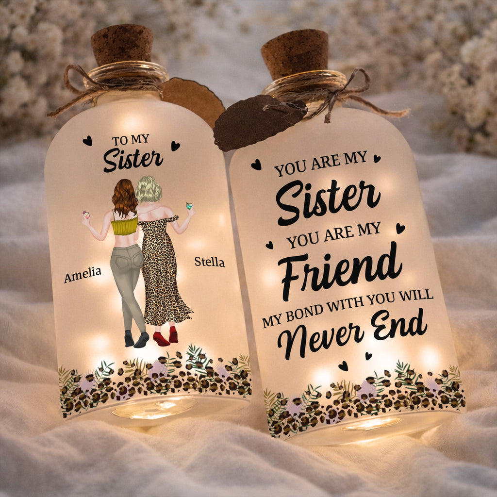Personalized Short Bottle Light Custom Sister Gift Leopard Print Short Bottle Light GradoCreations