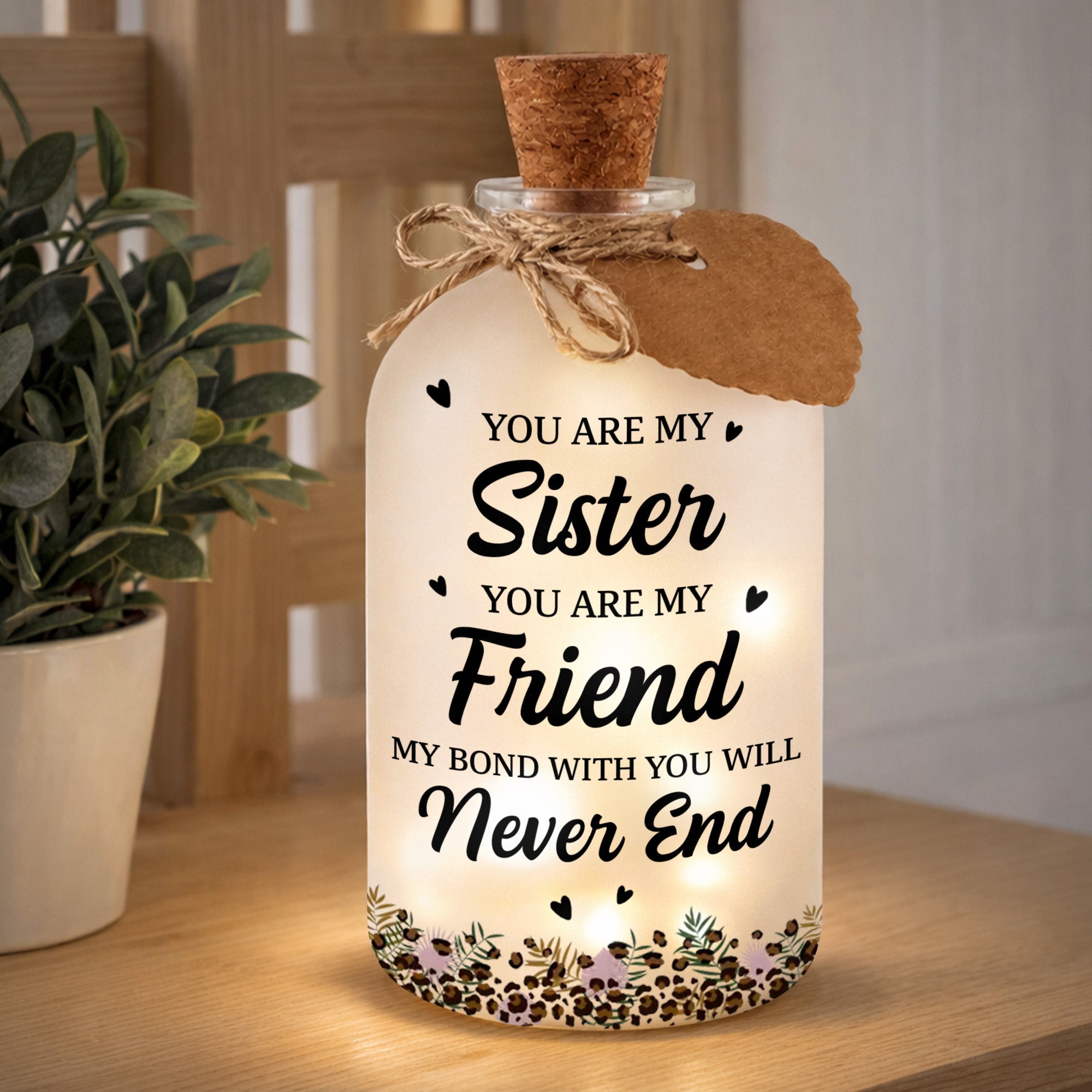 Personalized Short Bottle Light Custom Sister Gift Leopard Print Short Bottle Light GradoCreations