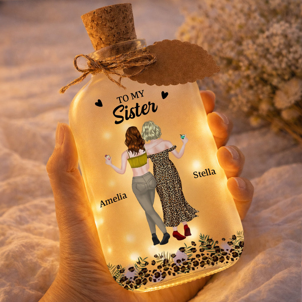 Personalized Short Bottle Light Custom Sister Gift Leopard Print Short Bottle Light GradoCreations