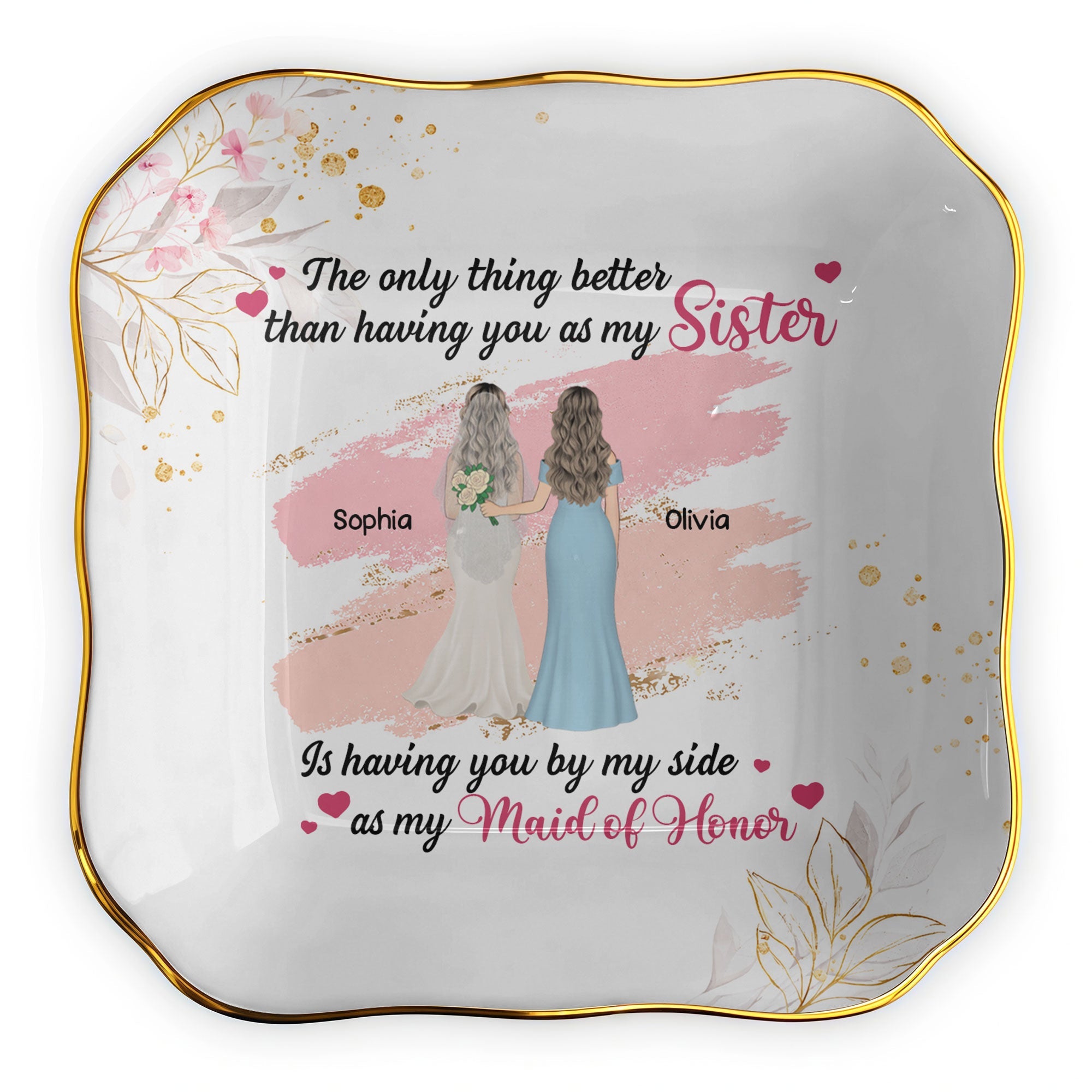 Personalized Lace Jewelry Dish Custom Name Gift for Sister