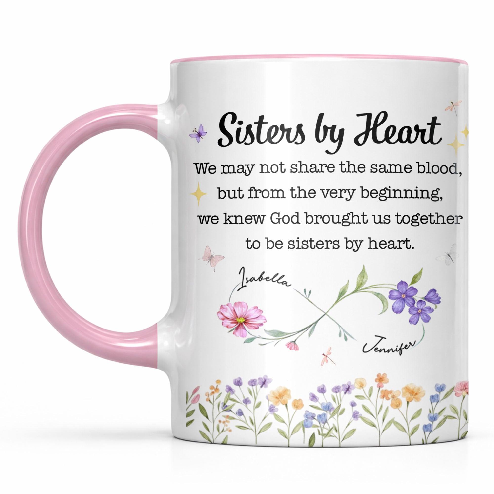Personalized Sister Mug with Birth Month Flowers Custom Gift Accent Mug GradoCreations