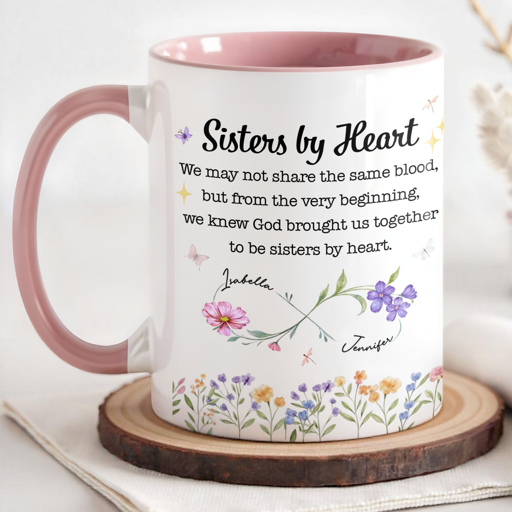 Personalized Sister Mug with Birth Month Flowers Custom Gift Accent Mug GradoCreations
