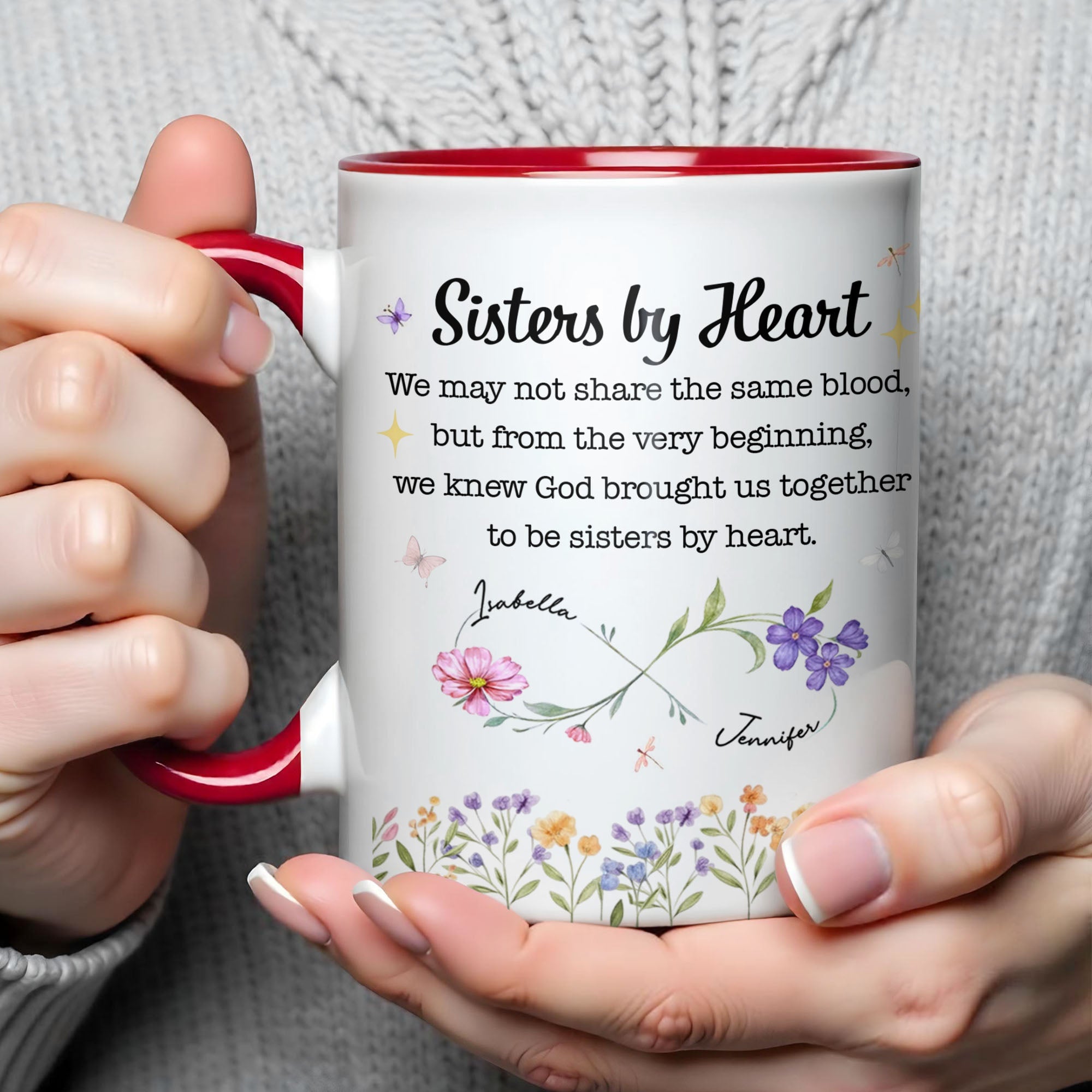 Personalized Sister Mug with Birth Month Flowers Custom Gift Accent Mug GradoCreations