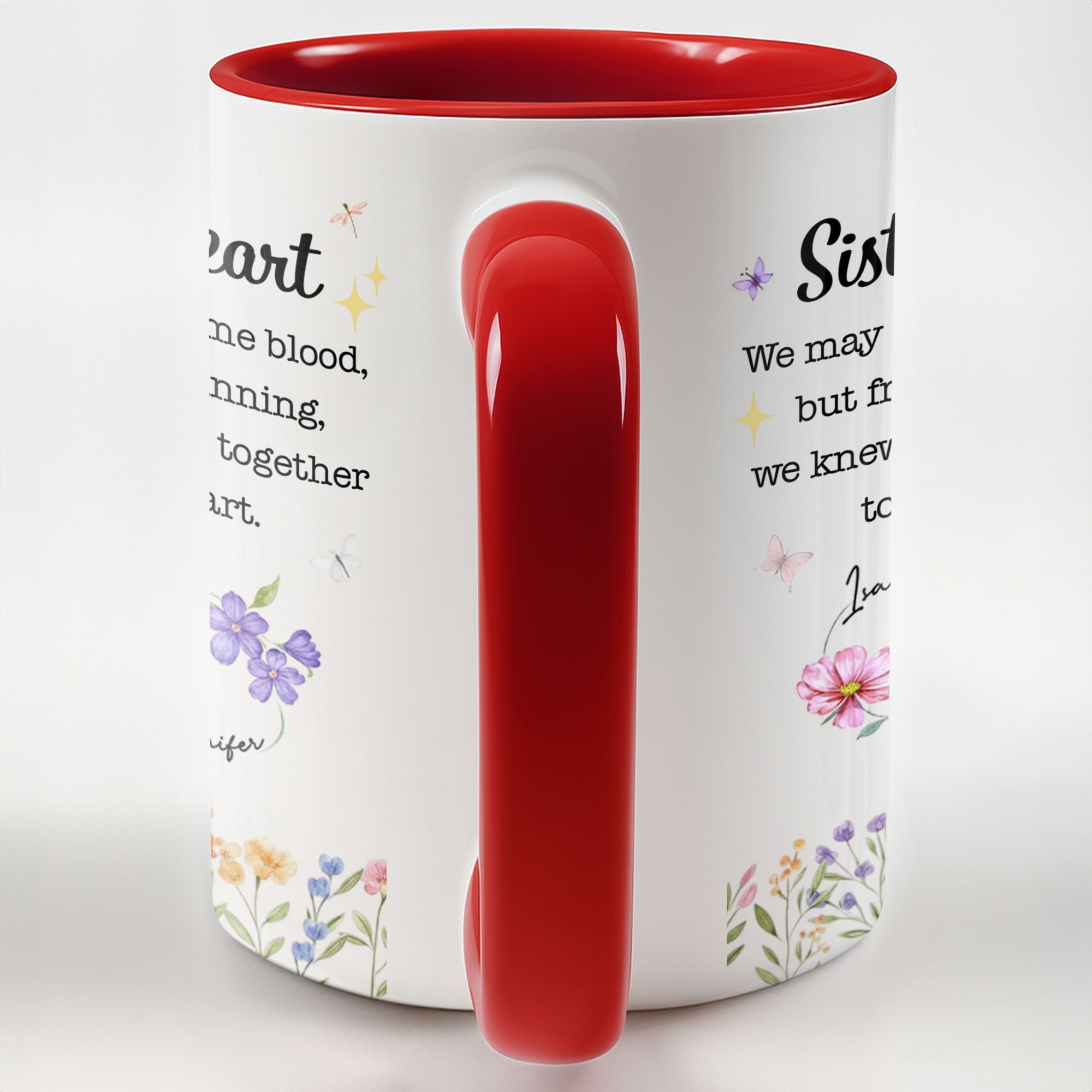 Personalized Sister Mug with Birth Month Flowers Custom Gift Accent Mug GradoCreations