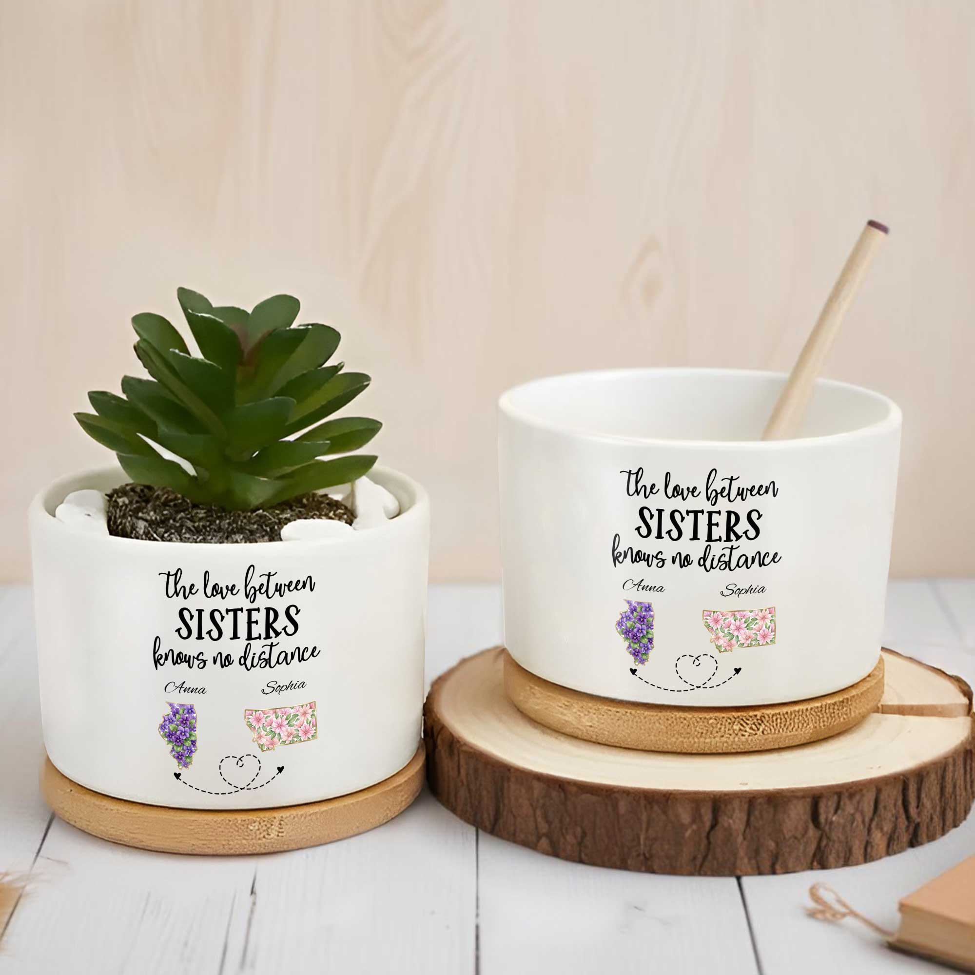 Personalized Ceramic Plant Pot Custom Gift for Sister Ceramic Plant Pot GradoCreations