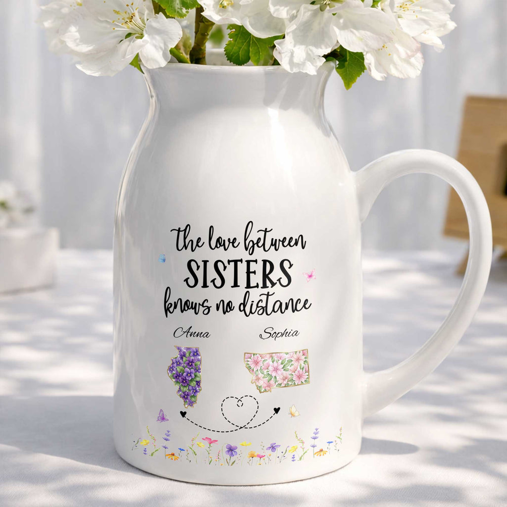 Personalized Ceramic Flower Vase Custom State Map Gift for Sister Flower Vase GradoCreations