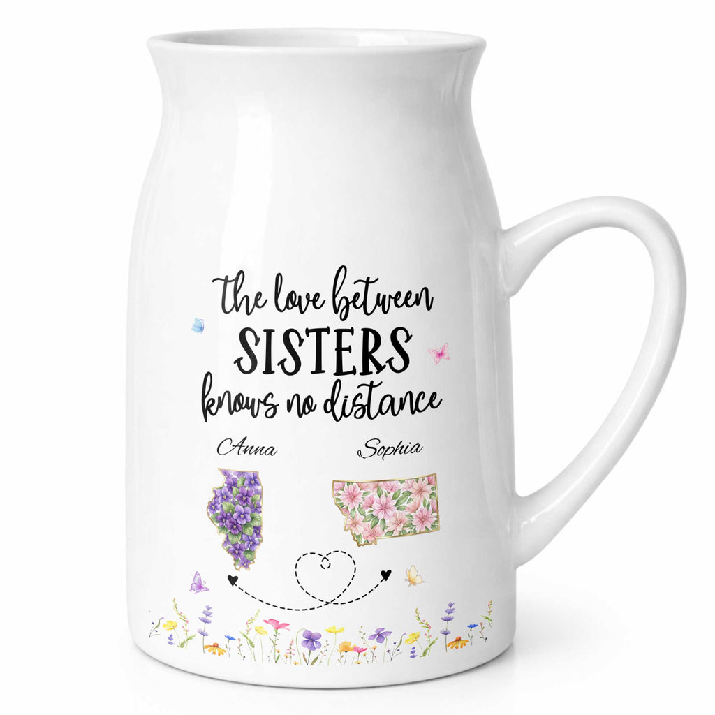 Personalized Ceramic Flower Vase Custom State Map Gift for Sister Flower Vase GradoCreations