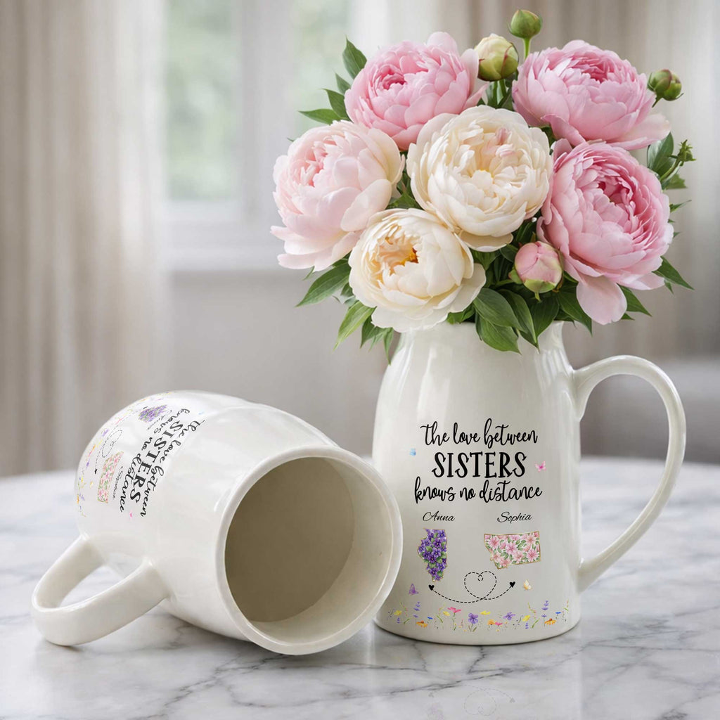 Personalized Ceramic Flower Vase Custom State Map Gift for Sister Flower Vase GradoCreations