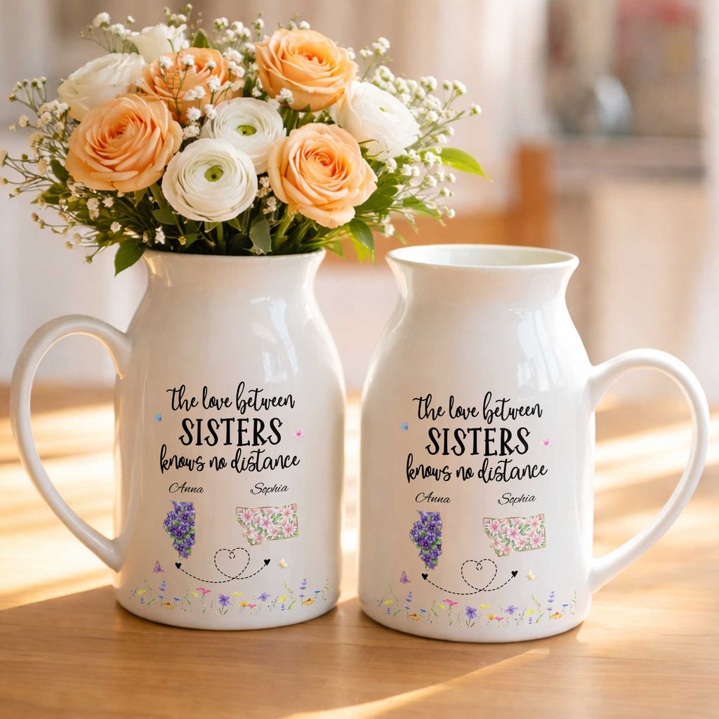 Personalized Ceramic Flower Vase Custom State Map Gift for Sister Flower Vase GradoCreations