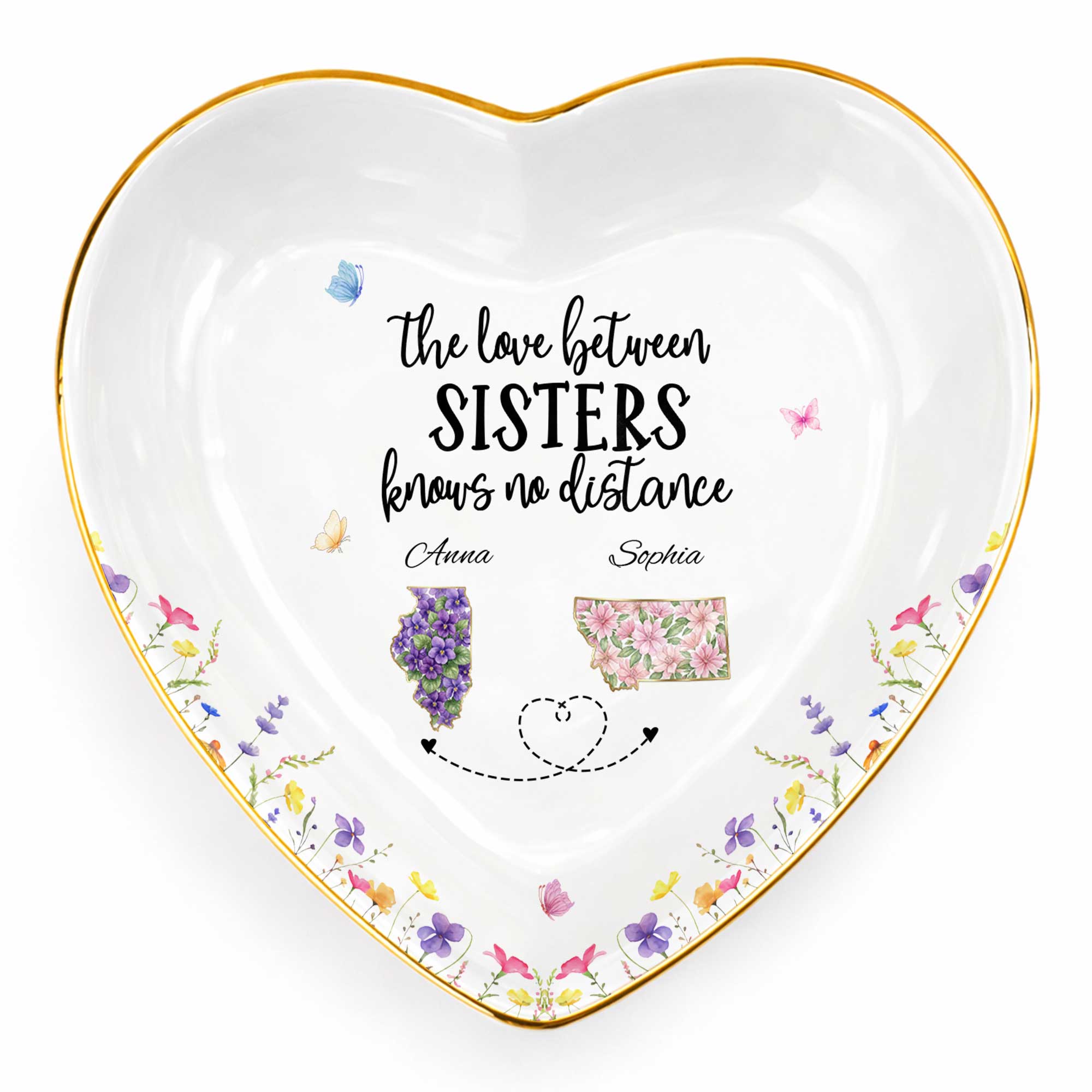 Personalized Heart-Shaped Jewelry Dish Custom Gift for Sister Heart Jewelry Dish GradoCreations
