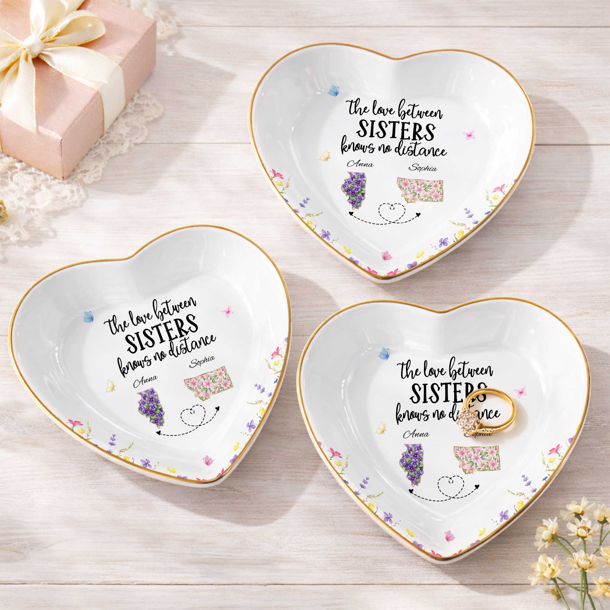 Personalized Heart-Shaped Jewelry Dish Custom Gift for Sister Heart Jewelry Dish GradoCreations
