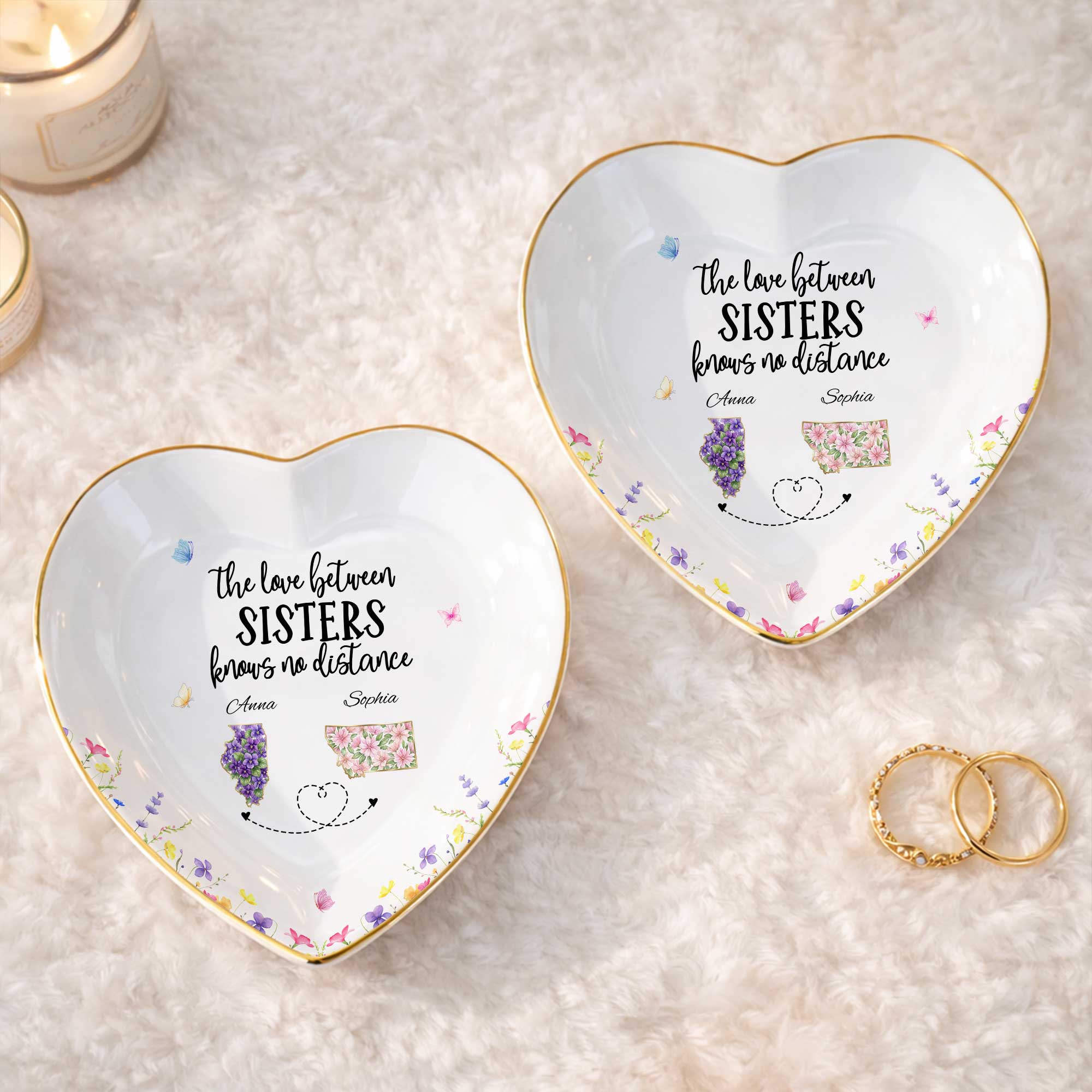 Personalized Heart-Shaped Jewelry Dish Custom Gift for Sister Heart Jewelry Dish GradoCreations