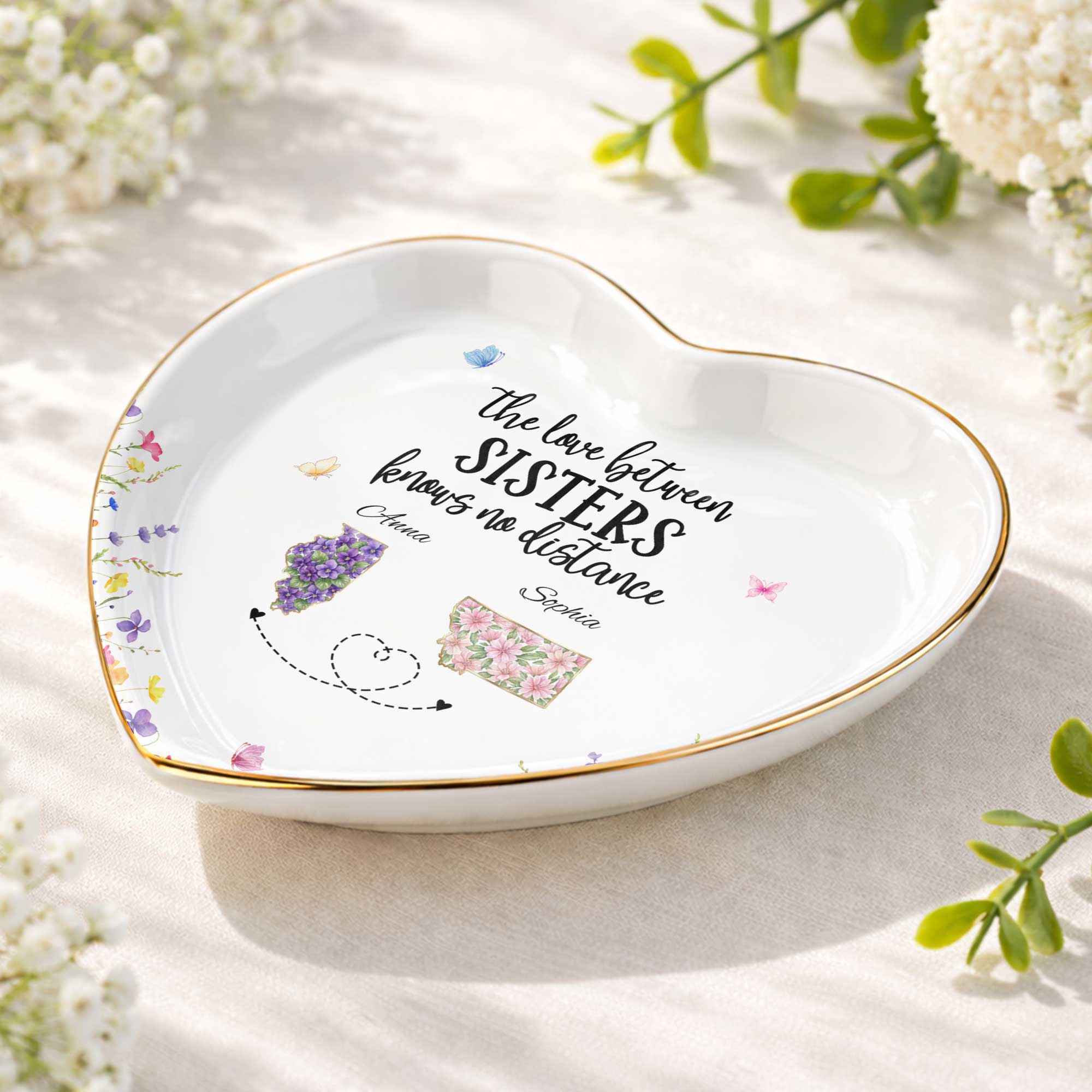 Personalized Heart-Shaped Jewelry Dish Custom Gift for Sister Heart Jewelry Dish GradoCreations