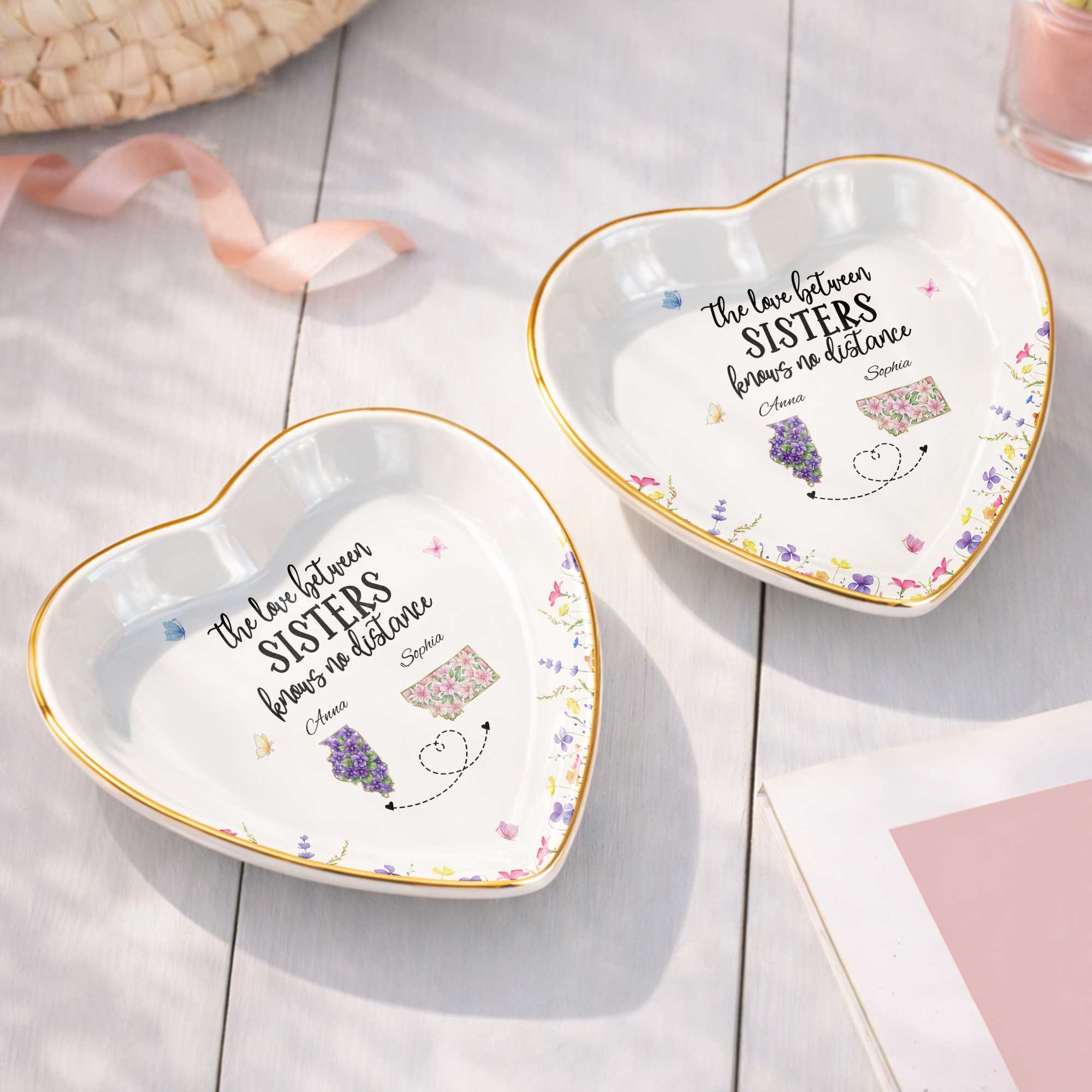 Personalized Heart-Shaped Jewelry Dish Custom Gift for Sister Heart Jewelry Dish GradoCreations